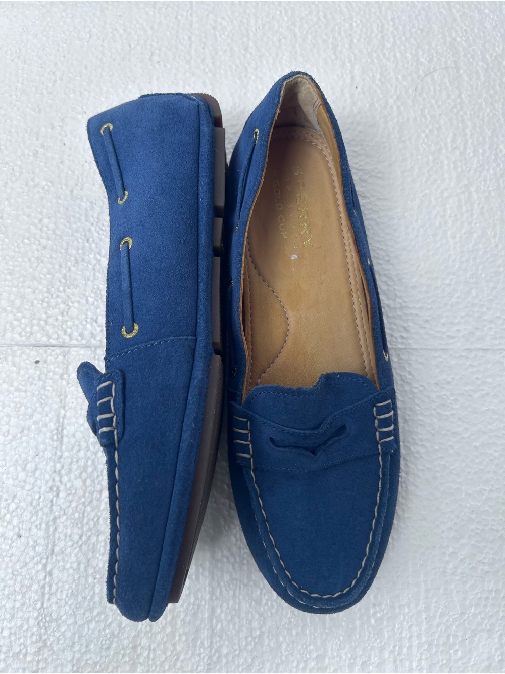 Sperry Navy Blue Suede Penny Loafers 8 - Picture 6 of 11